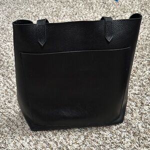 Madewell Black Leather Tote Bag